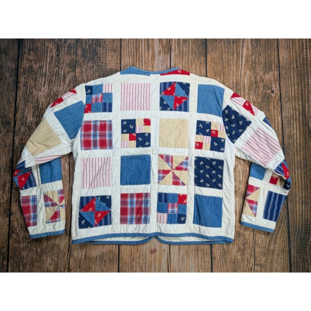Vintage Susan Bristol Casuals Patchwork Quilt Patriotic Pattern Jacket Size S - Picture 10 of 12
